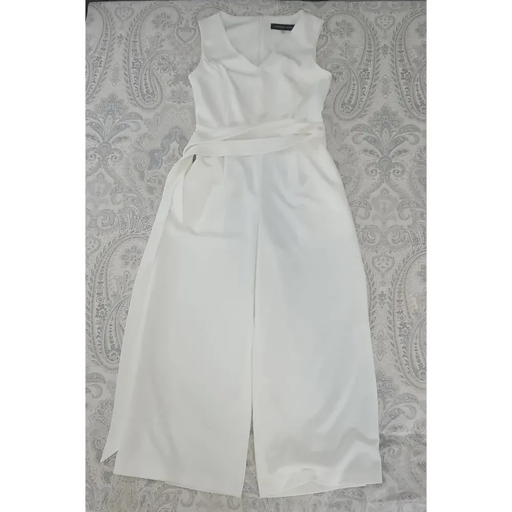 Andrew Marc sleeveless wide leg ladies jumpsuit Ivory size 6 wedding resort wear - Picture 4 of 9